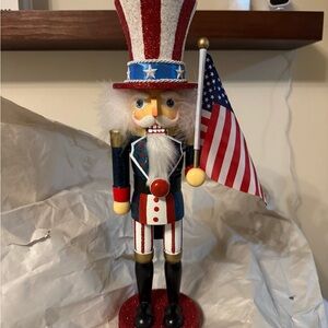 Patriotic Nutcracker with American Flag